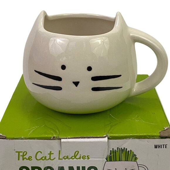 The Cat Ladies Organic Pet Grass Kit White Kitty Face Planter Garden Plants - Picture 2 of 15